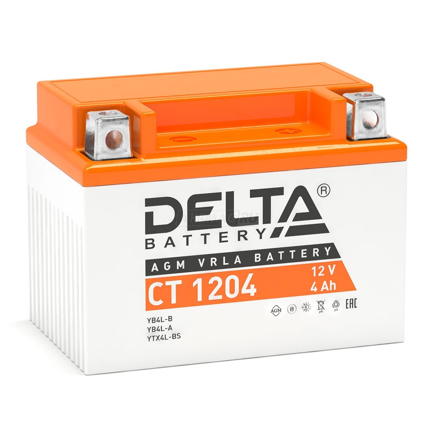 Аккумулятор для мототехники DELTA CT 1212.1 155 А прям. пол. 12 Ач (YT12B-BS)