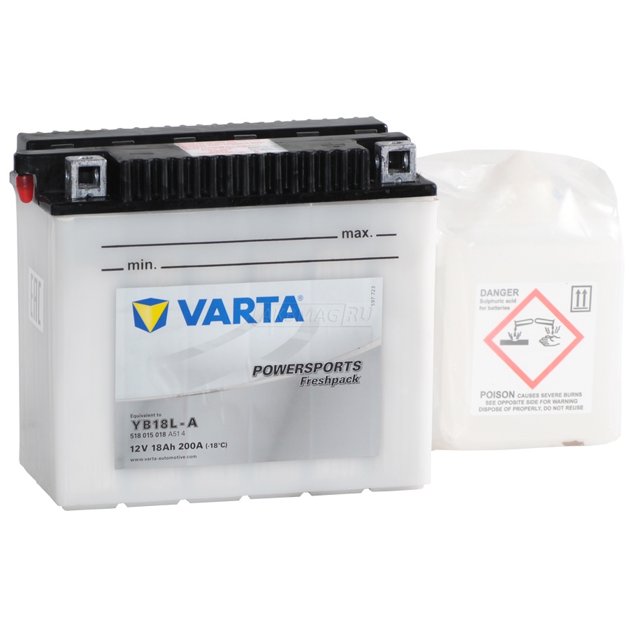 Аккумулятор для мототехники VARTA Powersports Freshpack YB18L-A 200 А обр. пол. 18 Ач (518 015 018)