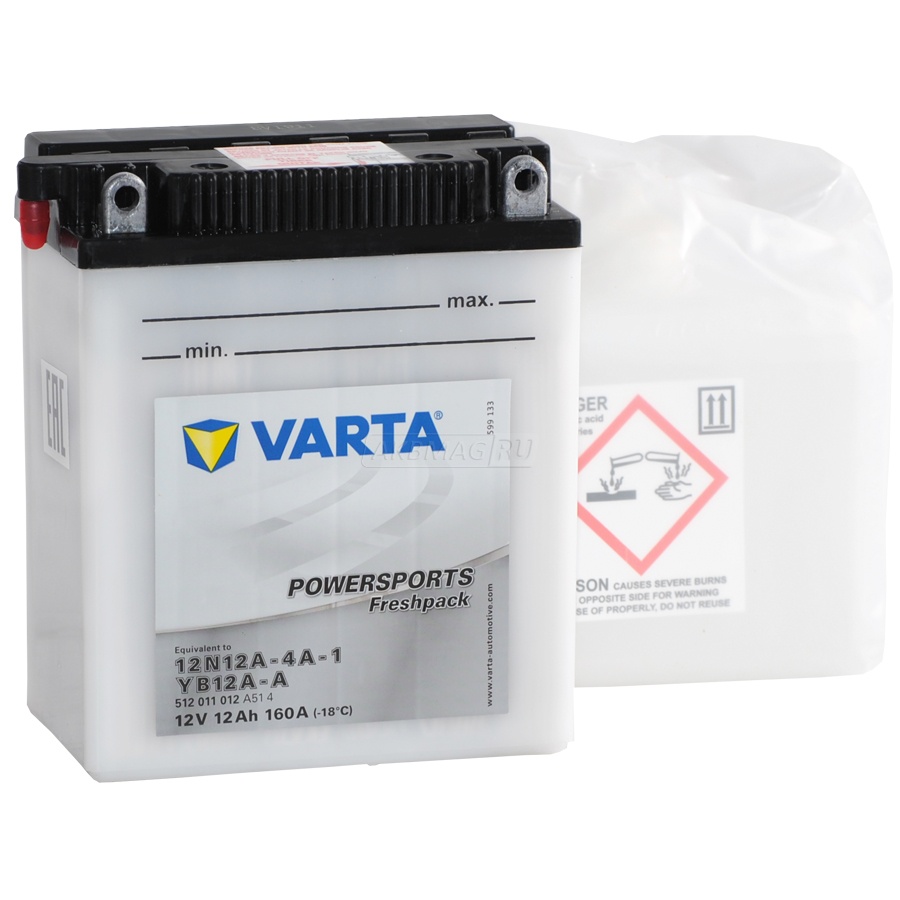 Аккумулятор для мототехники VARTA Powersports Freshpack YB12A-A/12N12A-4A-1 160 А прям. пол. 12 Ач (512 011 012)