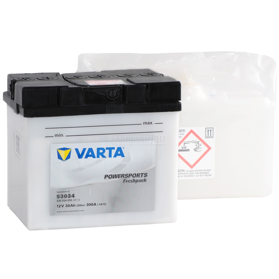 Аккумулятор для мототехники VARTA Powersports 53034 300 А прям. пол. 30 Ач (530 034 030)