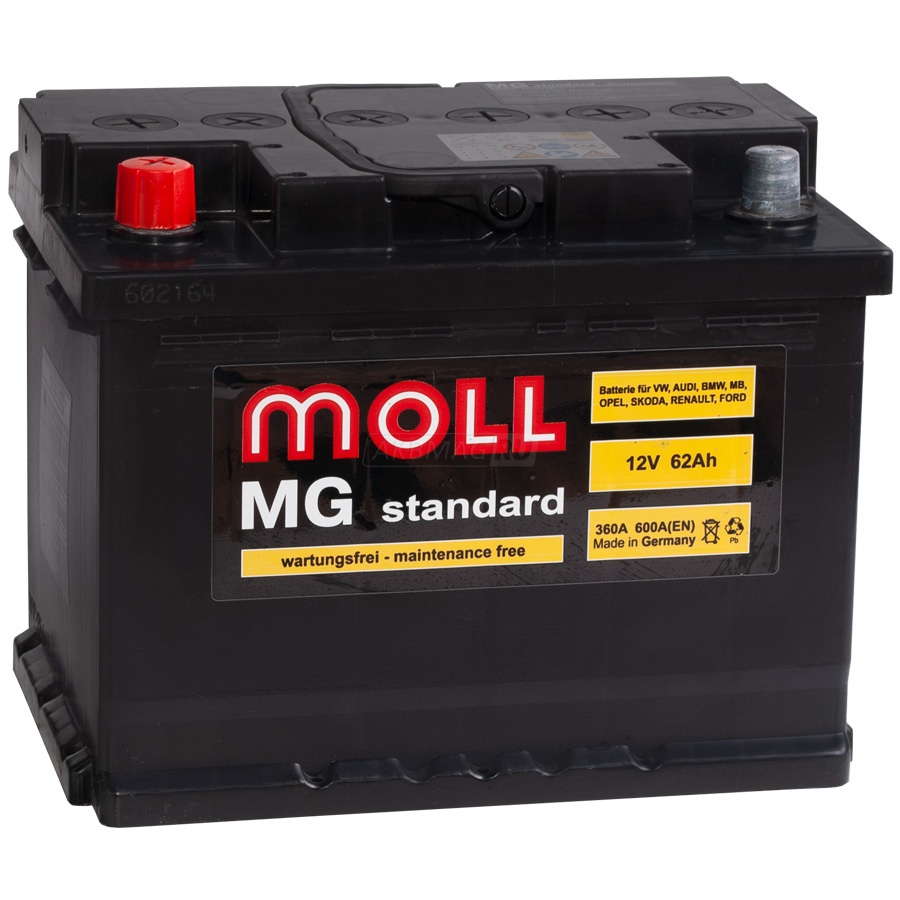 Аккумулятор автомобильный MOLL MG 62L 600 А прям. пол. 62 Ач (6СТ-62)