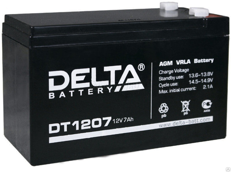 Аккумулятор для ИБП Delta DT 1207 50 А обр. пол. 7 Ач