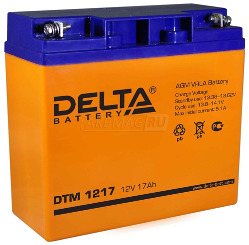 Аккумулятор для ИБП Delta DTM 1217 225 А универс. пол. 17 Ач