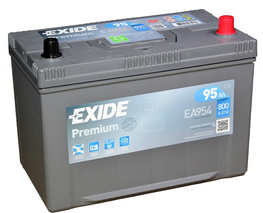 Аккумулятор автомобильный EXIDE Premium EA954 (95R) 800 А обр. пол. 95 Ач