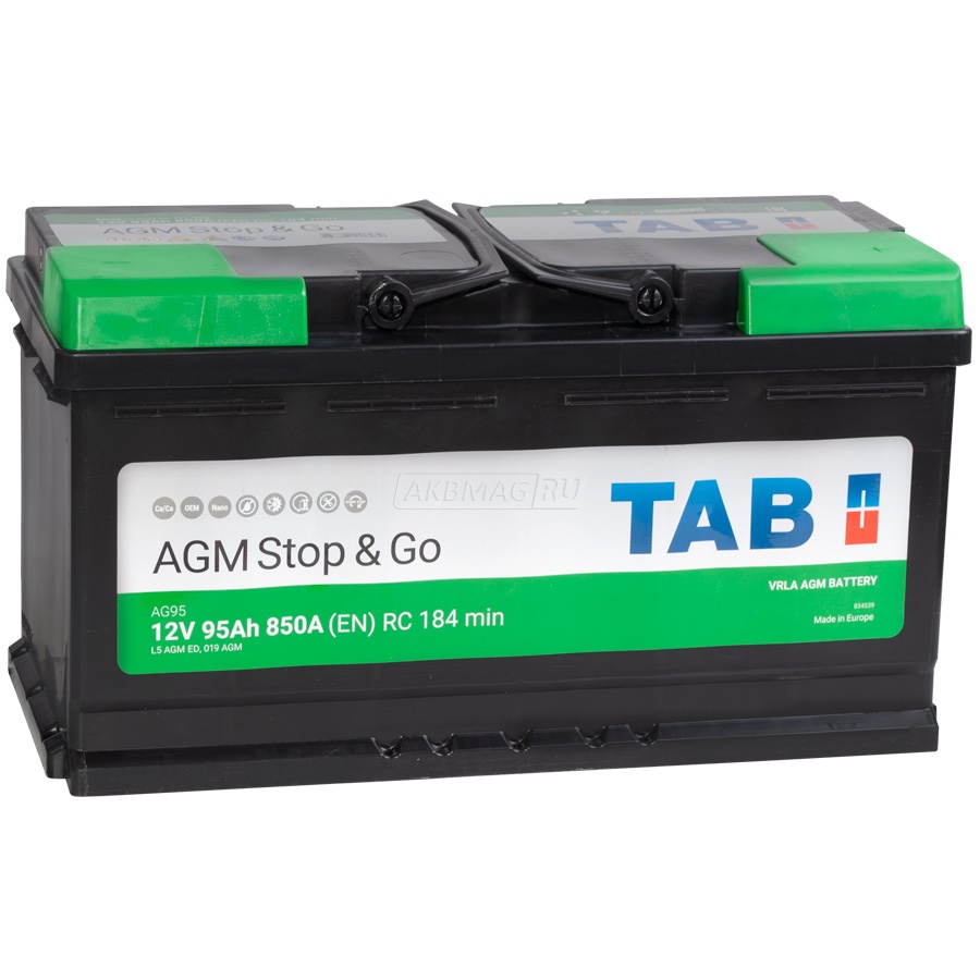 Аккумулятор автомобильный TAB AGM 95R 850 А обр. пол. 95 Ач (213090/L5 AGM ED/AG95)