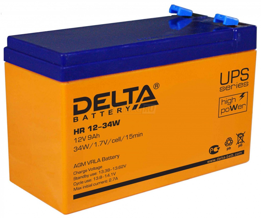 Аккумулятор для ИБП Delta HR 12-34W 135 А универс. пол. 9 Ач