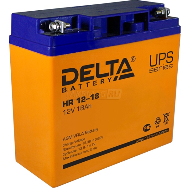Аккумулятор для ИБП Delta HR 12-18 универс. пол. 18 Ач