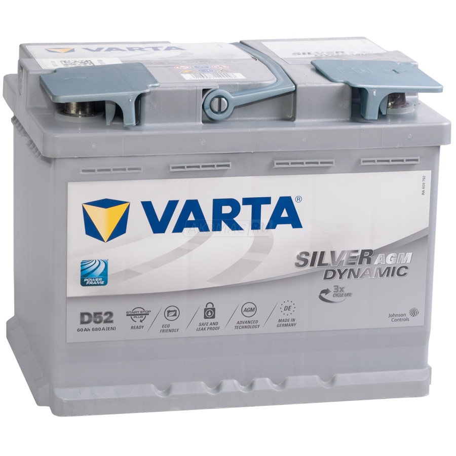 Аккумулятор автомобильный VARTA AGM D52 (60R) 680 А обр. пол. 60 Ач (560 901 068 B51 2)