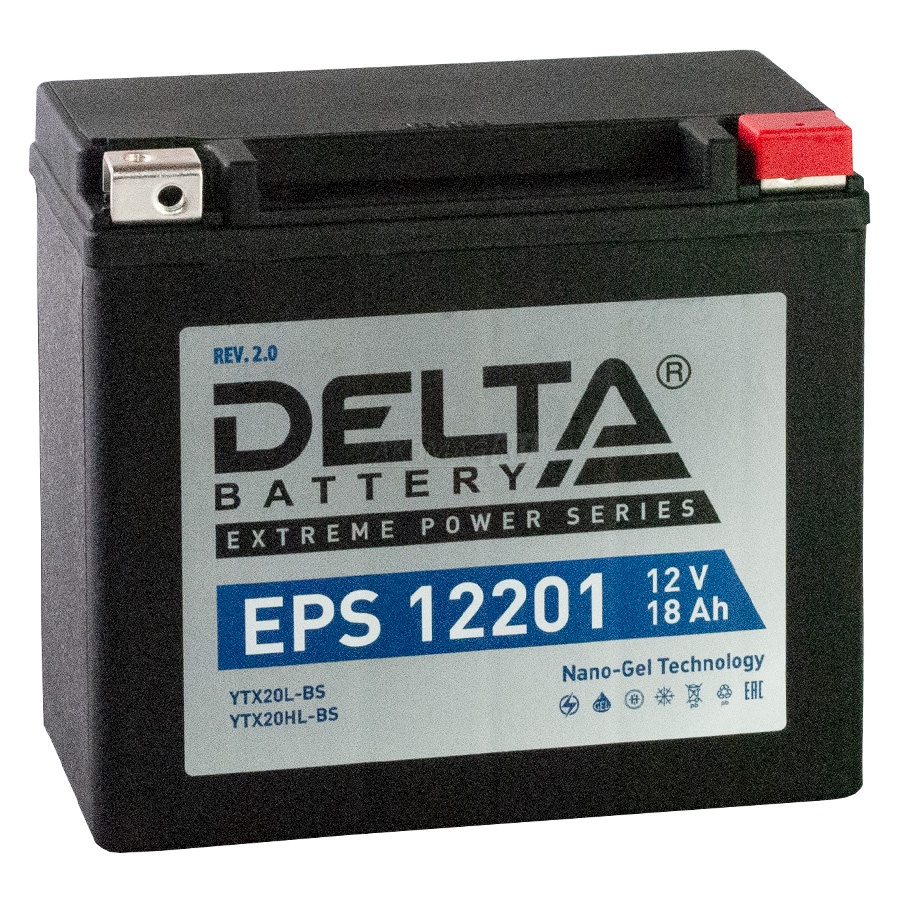 Аккумулятор для мототехники DELTA EPS 12201 310 А обр. пол. 18 Ач (YTX20HL-BS, YTX20L-BS)