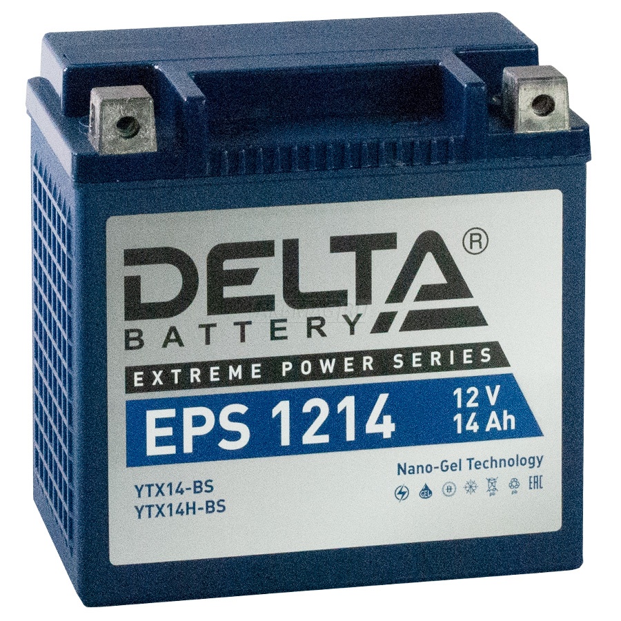 Аккумулятор для мототехники DELTA EPS 1214 210 А прям. пол. 12 Ач (YTX14-BS, YTX14H-BS)