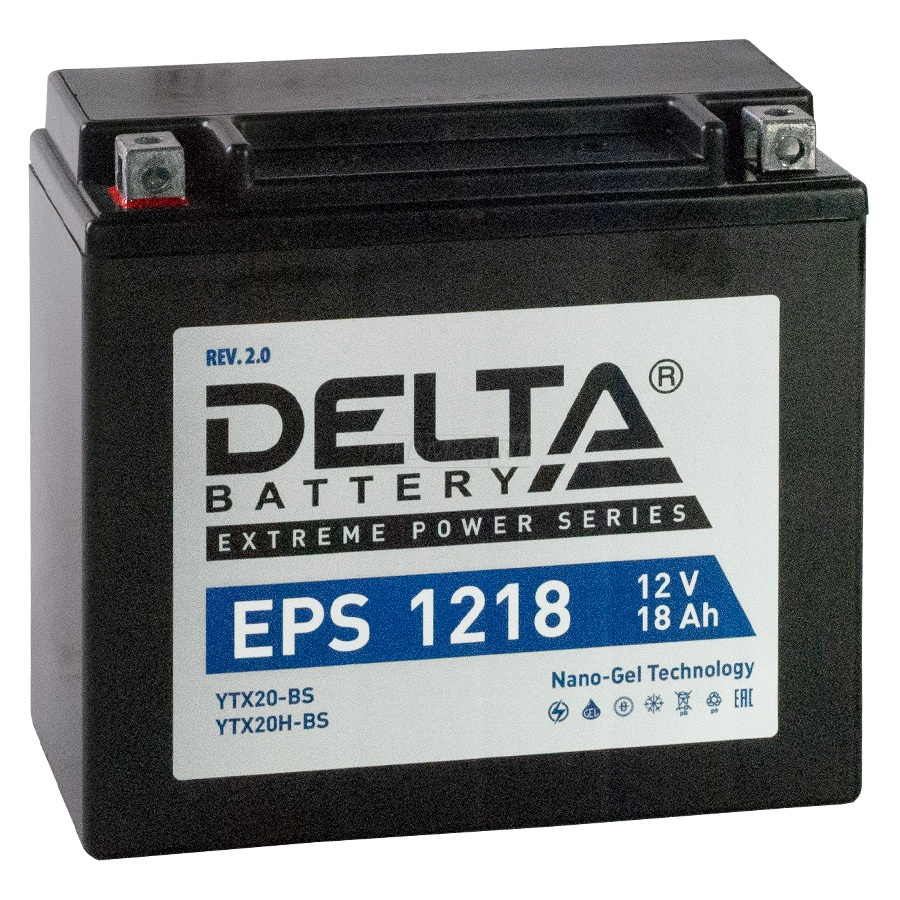 Аккумулятор для мототехники DELTA EPS 1218 245 А прям. пол. 18 Ач (YTX20-BS,YTX20H-BS)