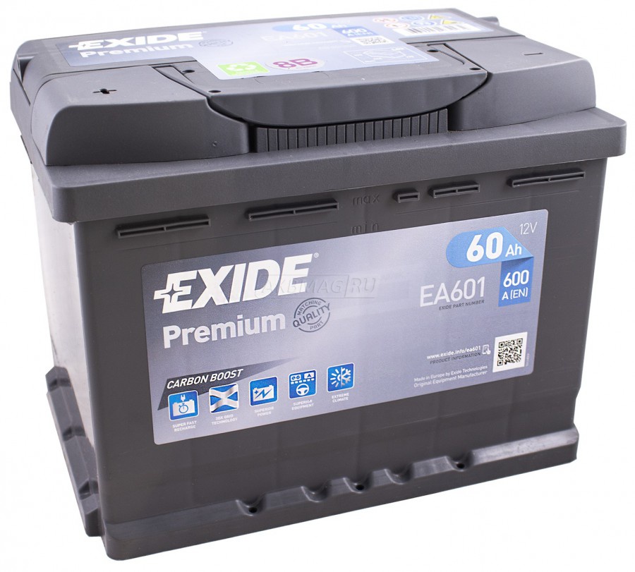 Аккумулятор автомобильный EXIDE Premium EA601 (60L) 600 А прям. пол. 60 Ач