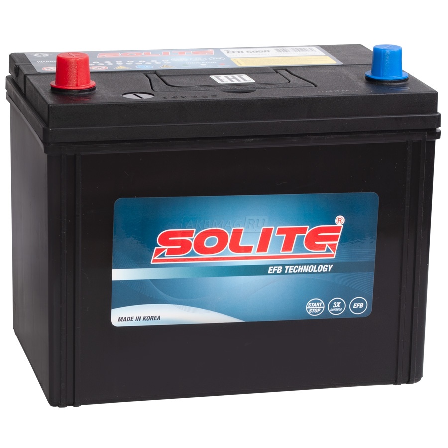 Аккумулятор автомобильный SOLITE EFB S95R 790 А прям. пол. 80 Ач