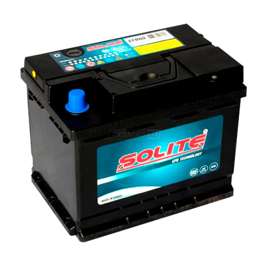 Аккумулятор автомобильный SOLITE EFB 60R 560 А обр. пол. 60 Ач