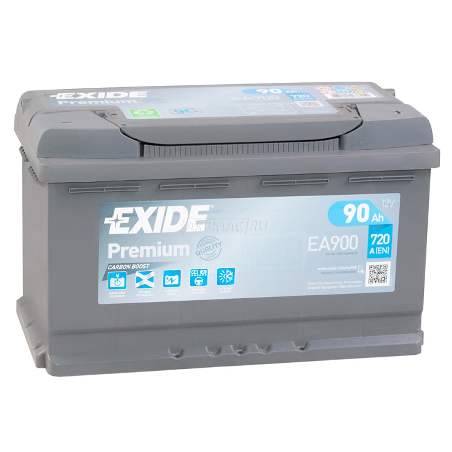 Аккумулятор автомобильный EXIDE Premium EA900  (90R) 720 А обр. пол. 90 Ач