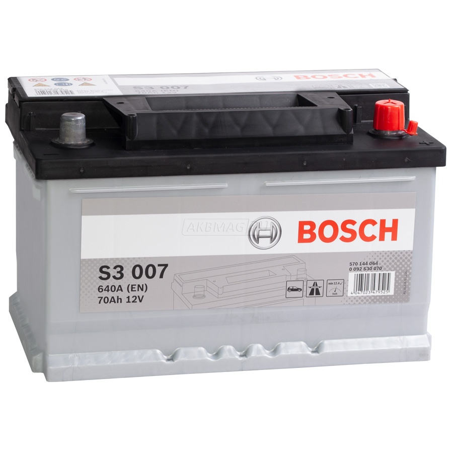 Аккумулятор автомобильный BOSCH S3 007 (70R) 640 А обр. пол. 70 Ач (0 092 S30 070)