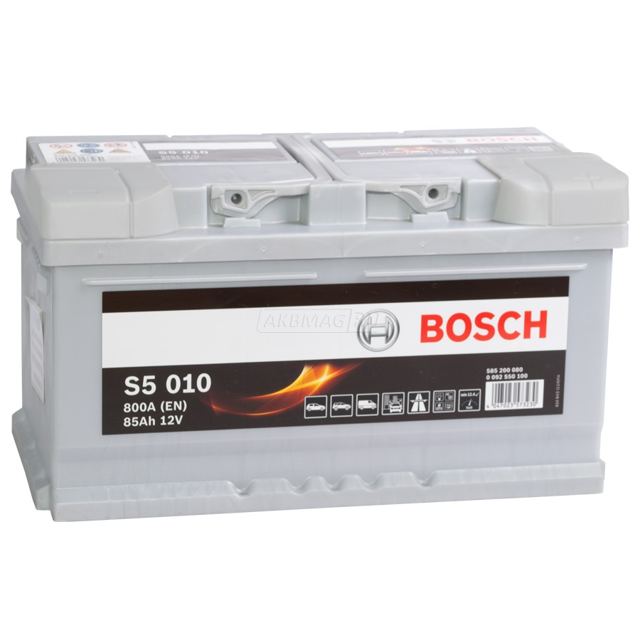 Аккумулятор автомобильный BOSCH S5 010 (85R) 800 А обр. пол. 85 Ач (0 092 S50 100)