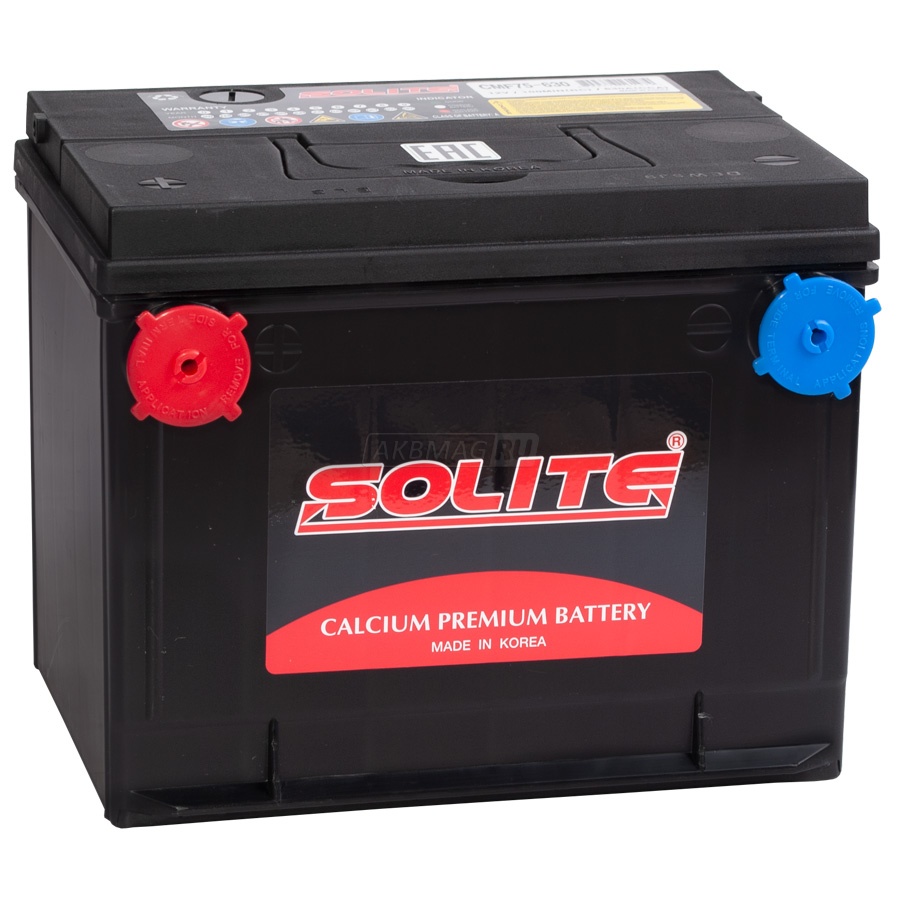 Аккумулятор автомобильный SOLITE Asia 75-650 (75L) боковые клеммы 650 А прям. пол. 75 Ач