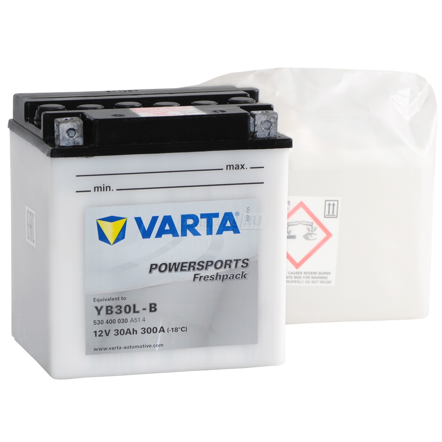 Аккумулятор для мототехники VARTA Powersports Freshpack YB30L-B 300 А обр. пол. 30 Ач (530 400 030)