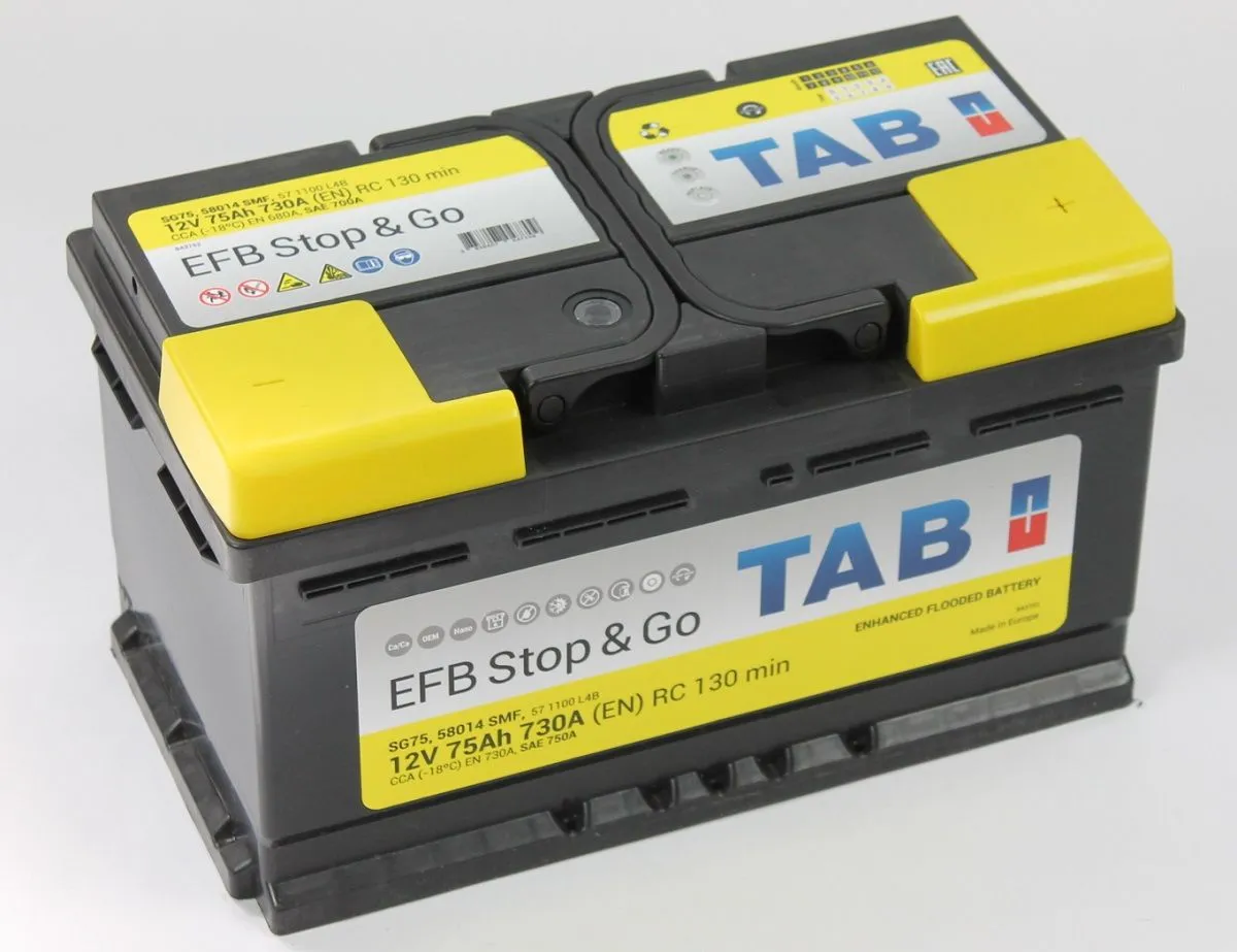 Аккумулятор автомобильный TAB EFB Stop&Go 6СТ-75.0 низкий