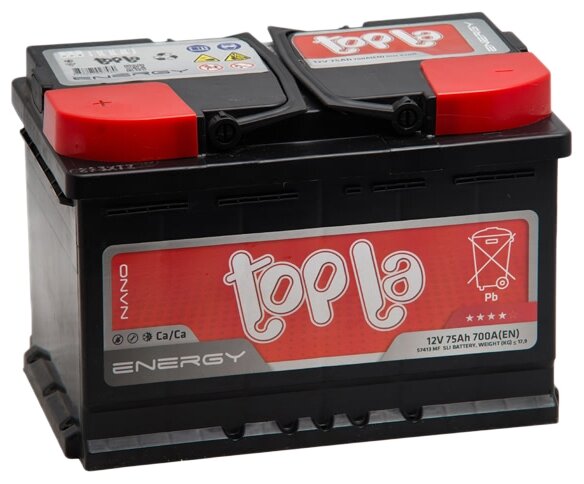 Аккумулятор автомобильный Topla Energy 6СТ-75.1
