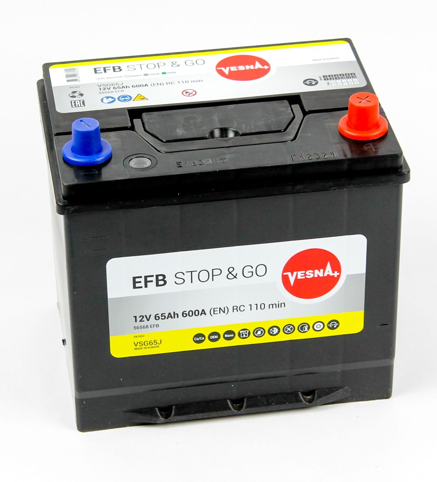 Аккумулятор автомобильный VESNA EFB Stop&Go 6СТ-65.0 (56568) яп. ст/бортик