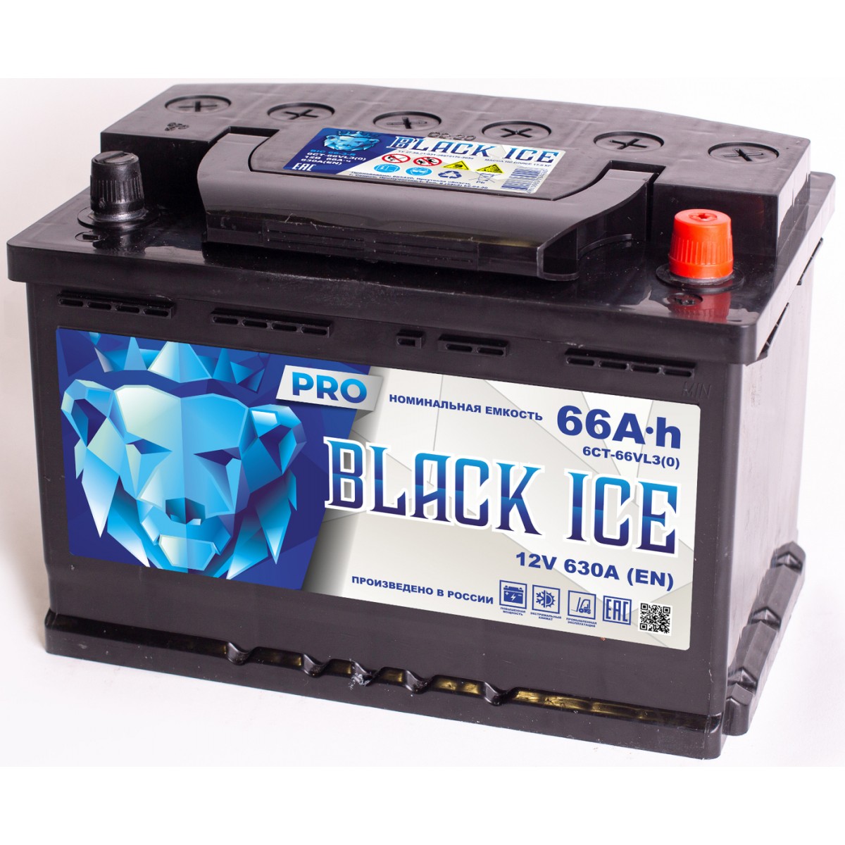 Аккумулятор автомобильный BLACK ICE Pro 6СТ-66.0 (АКТЕХ)