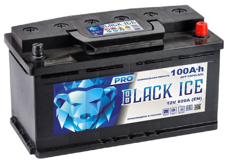 Аккумулятор автомобильный BLACK ICE Pro 6СТ-100.0 (АКТЕХ)