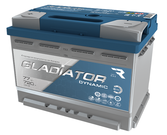 Аккумулятор автомобильный GLADIATOR DYNAMIC 6СТ-77L.0 (Tungstone)