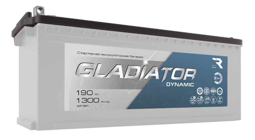 Аккумулятор автомобильный GLADIATOR DYNAMIC 6СТ-190N.4 (Tungstone)