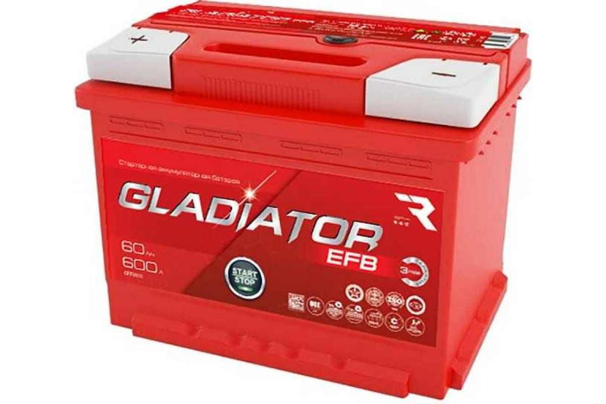 Аккумулятор автомобильный GLADIATOR EFB 6СТ-60.0 (Tungstone)