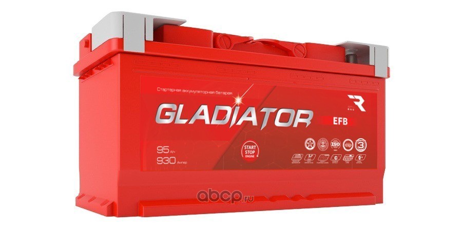 Аккумулятор автомобильный GLADIATOR EFB 6СТ-95.0 (Tungstone)