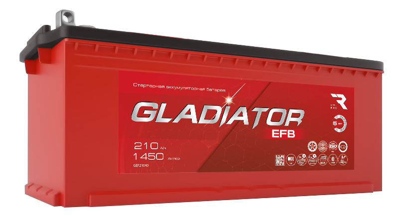 Аккумулятор автомобильный GLADIATOR EFB 6СТ-210.4 (Tungstone)