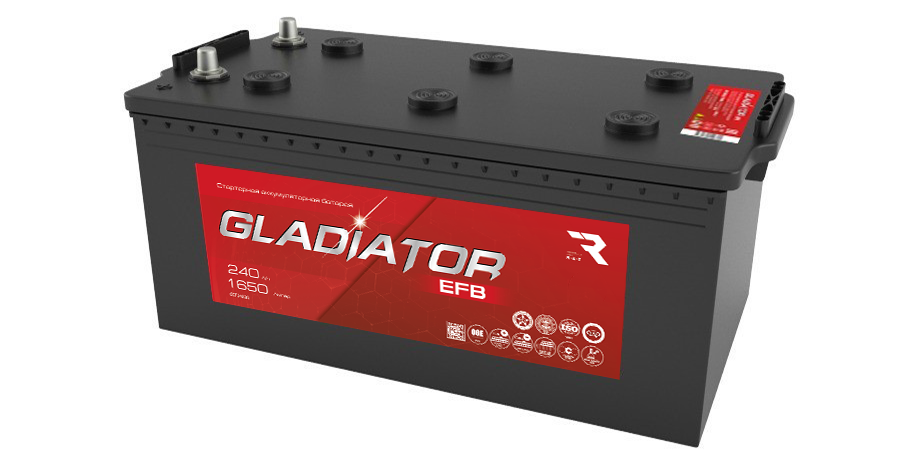 Аккумулятор автомобильный GLADIATOR EFB 6СТ-240.3  (Tungstone)