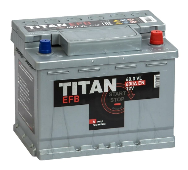 Аккумулятор автомобильный TITAN EFB 6СТ-60.0 VL