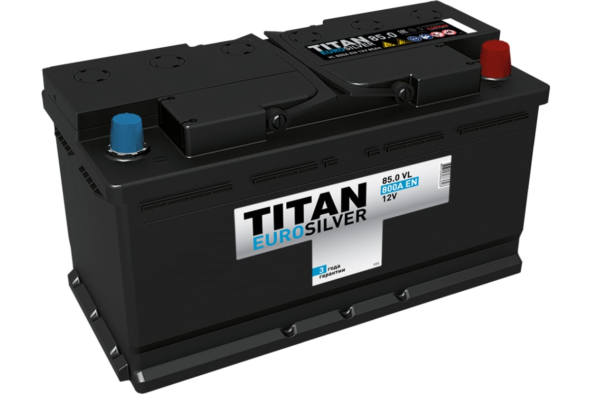 Аккумулятор автомобильный TITAN EUROSILVER 6СТ-85.0 VL (низкая)