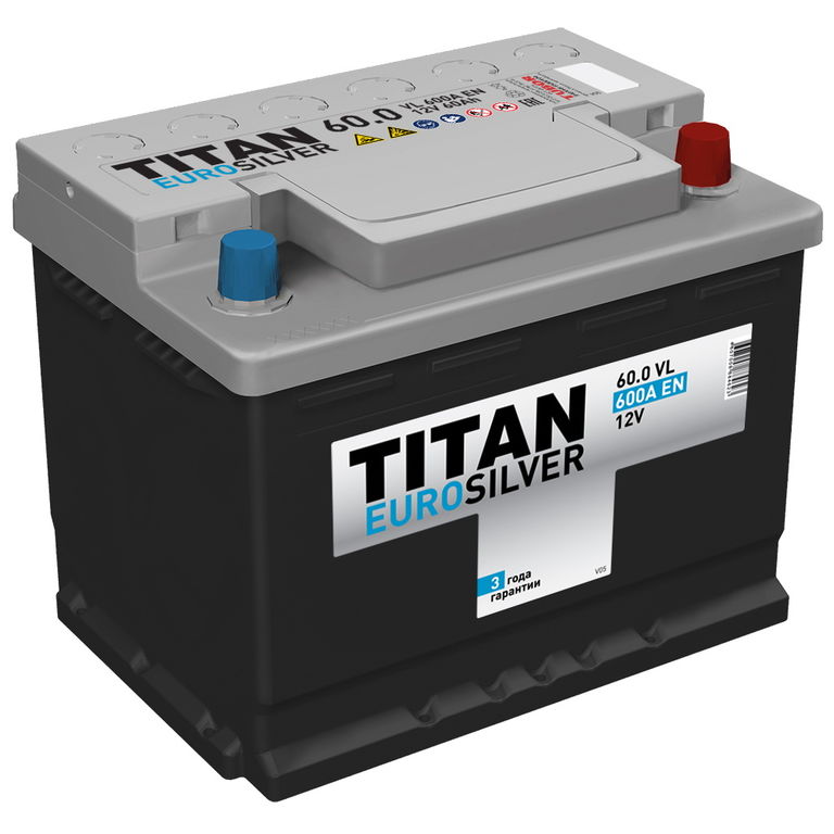 Аккумулятор автомобильный TITAN EUROSILVER 6СТ-60.0 VL (низкая)
