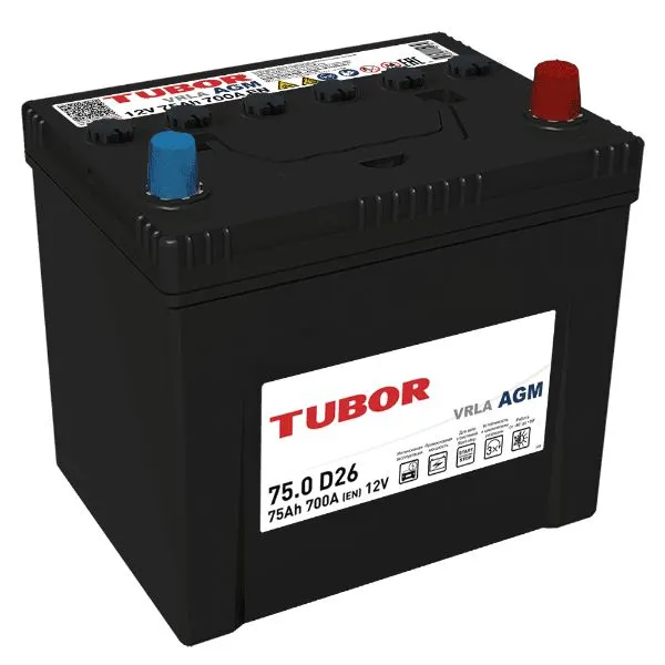 Аккумулятор автомобильный TUBOR AGM 6СТ-75.0 VRLA D26 B00