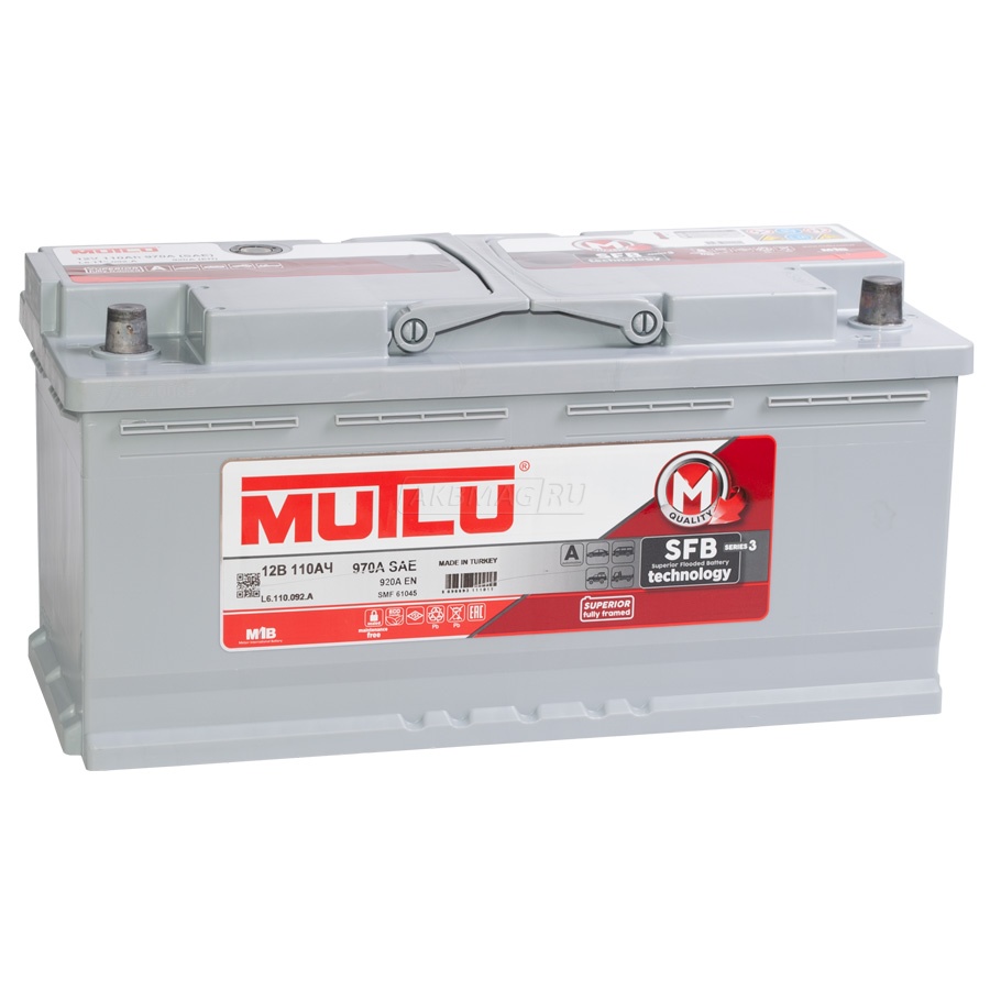 Аккумулятор автомобильный MUTLU Mega Calcium 110R  850 А обр. пол. 110 Ач (L6 110 085 A)