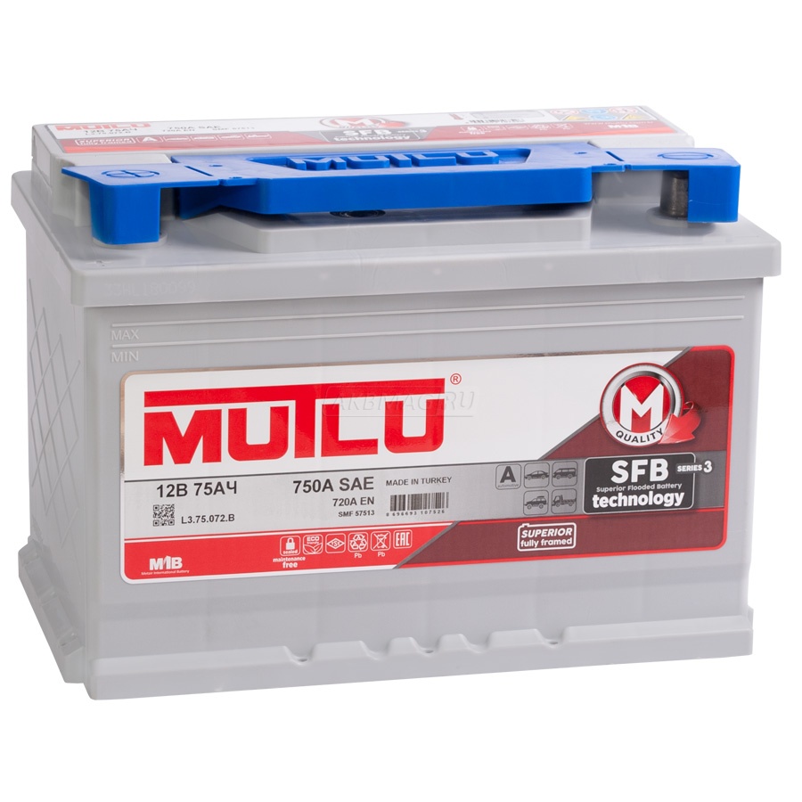Аккумулятор автомобильный MUTLU Mega Calcium 75L 720 А прям. пол. 75 Ач (L3 75 072 B)