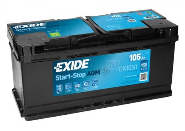 Аккумулятор автомобильный EXIDE Start-Stop AGM EK1050 (105R) 950 А обр. пол. 105 Ач