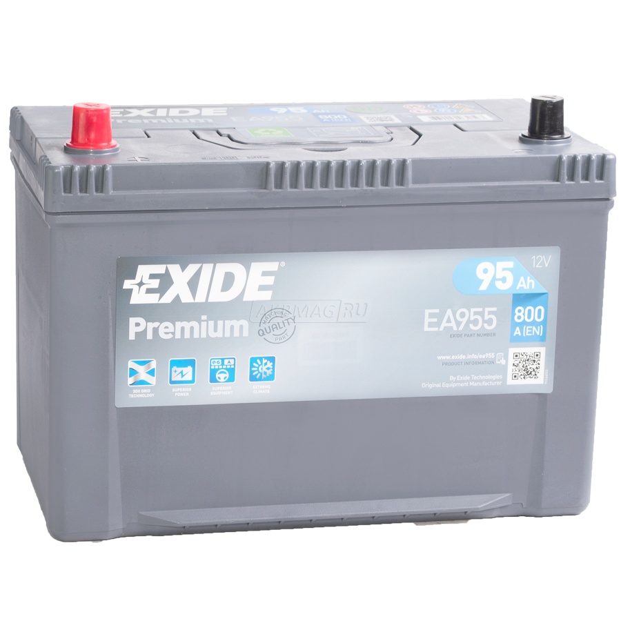 Аккумулятор автомобильный EXIDE Premium EA955 (95L) 800 А прям. пол. 95 Ач
