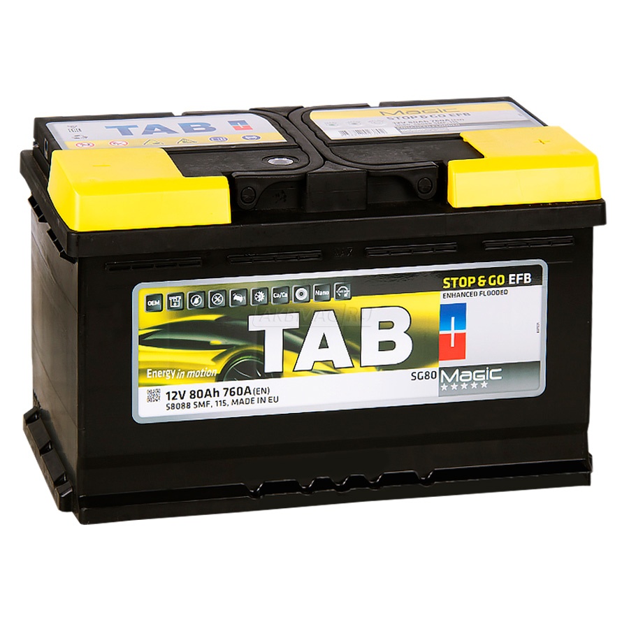 Аккумулятор автомобильный TAB EFB 80R 760 А обр. пол. 80 Ач (212080/58088 SMF/SG80)