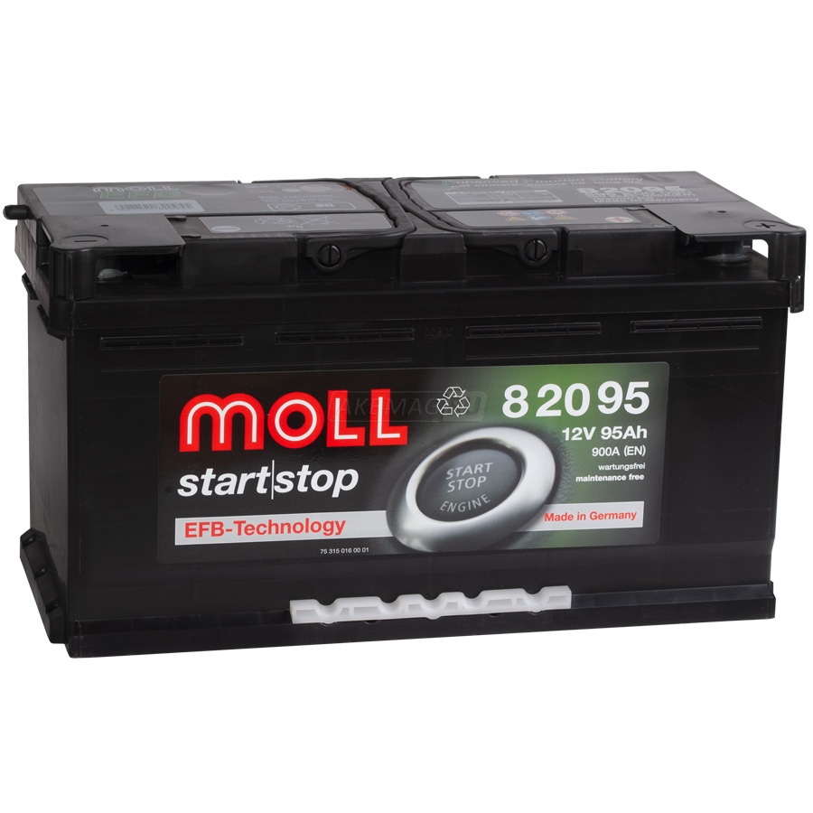 Аккумулятор автомобильный MOLL EFB Start-Stop 95R 900 А обр. пол. 95 Ач (82095)