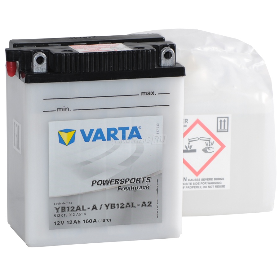 Аккумулятор для мототехники VARTA Powersports Freshpack YB12AL-A2/YB12AL-A 160 А прям. пол. 12 Ач (512 013 012)