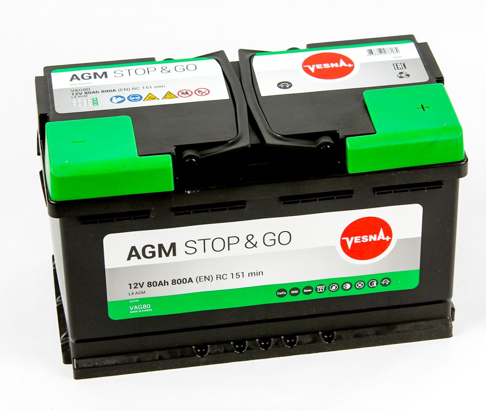 Аккумулятор автомобильный TAB AGM Stop&Go 6СТ-80.0